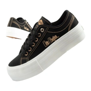 Lee Cooper buty sportowe damskie trampki platforma czarne ze złotym dámské