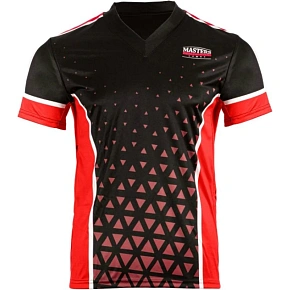 Koszulka V-neck do point-fightingu MASTERS "COMBAT JUNIOR" czarno-czerwona (WAKO APPROVED)
