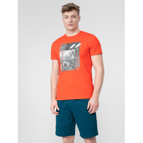 T-shirt męski H4L22-TSM012-70S pomarańczowy - 4F