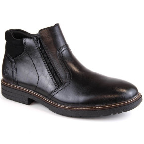 Skórzane wysokie buty męskie M RKR621 czarne - Rieker