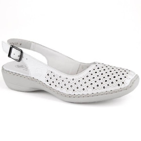 Skórzane komfortowe sandały Rieker W RKR665 białe