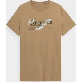 T-shirt męski 4F H4Z21-TSM025 brązowy